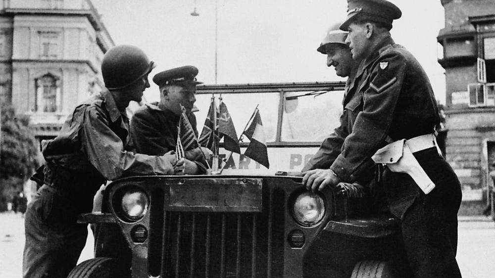 Österreichweit das Symbol für die Besetzung: „Die vier im Jeep“, die Wiener Patrouille der Militärpolizisten der vier Besatzungsmächte