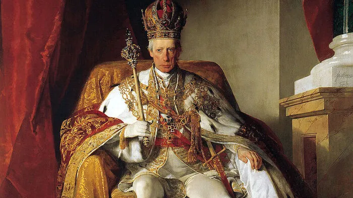 Kaiser Franz I, nach einem Gemälde von Friedrich Amerling, das im Kunsthistorischen Museum in Wien hängt