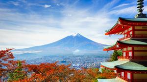 Mt. Fuji with Chureito Pagoda in autumn, Fujiyoshida, Japan