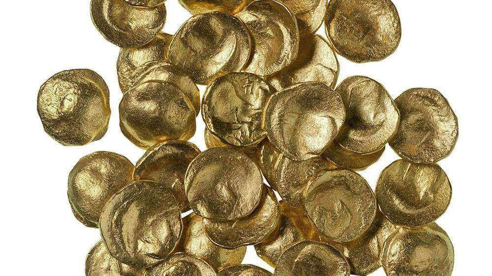 Keltische Goldmünzen auf einem Archivbild