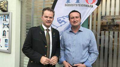 Der Nationalratsabgeordnete Walter Rauch und der Landtagsabgeordnete Herbert Kober, beide FPÖ