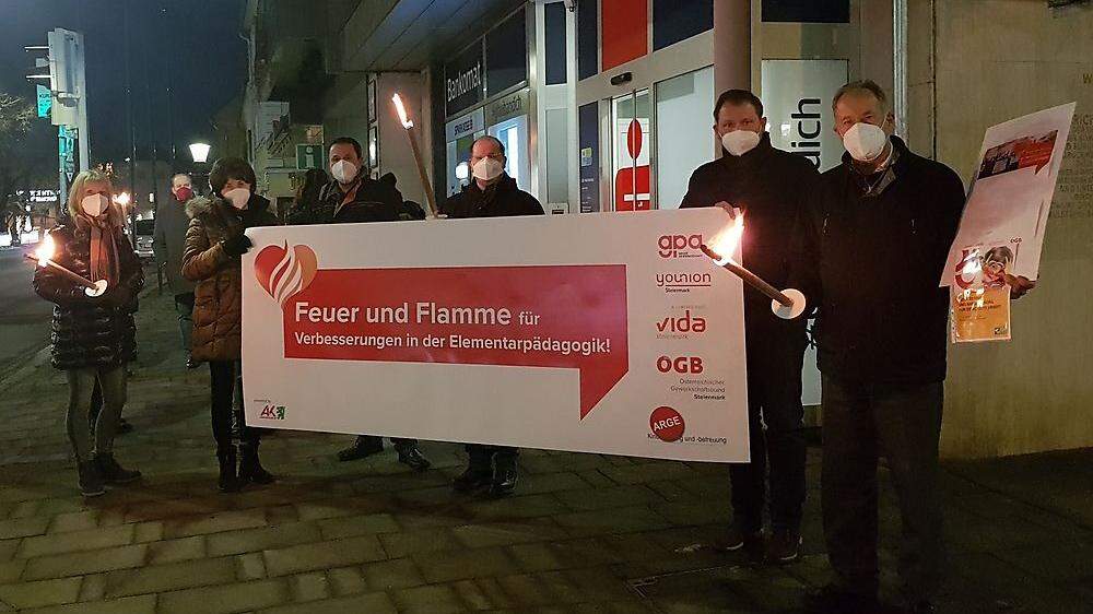 Am 24. Jänner, dem Tag der Elementarpädagogik, gab es auch in Voitsberg eine Protestaktion