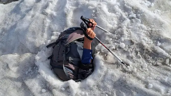Die Wandergruppe des Bergführers nahm dieses Foto aus sicherer Distanz auf