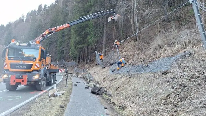 Die Schutzverbauungen wurden vom Felssturz in Mitleidenschaft gezogen