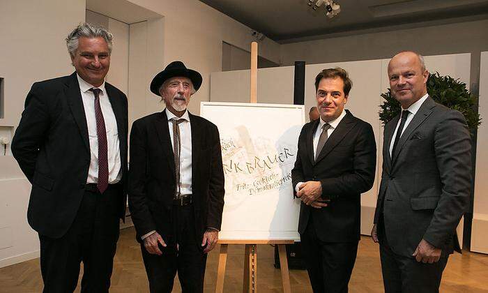 Von links: Hubert Patterer, Arik Brauer, Rainer Nowak, Markus Mair