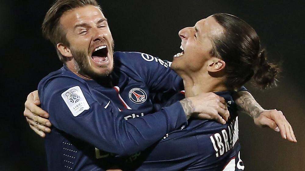 David Beckham (links) und Zlatan Ibrahimovic spielten gemeinsam in Paris