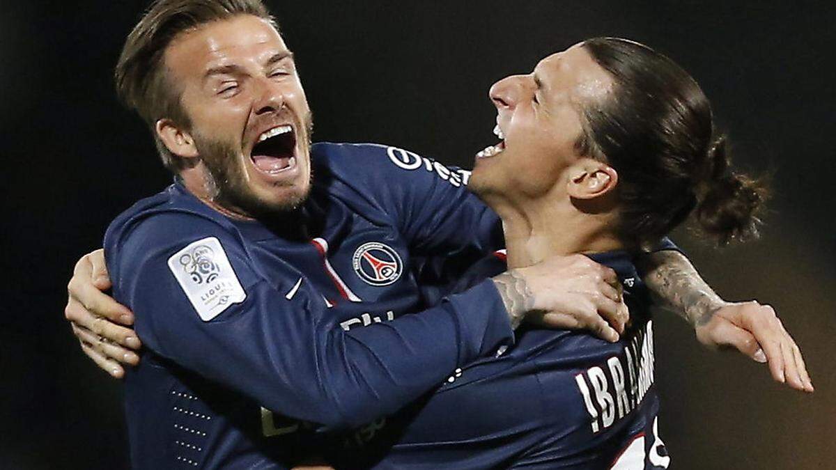 David Beckham (links) und Zlatan Ibrahimovic spielten gemeinsam in Paris