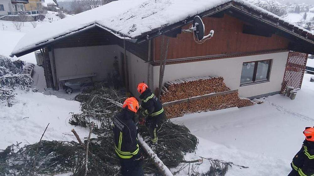 Die Feuerwehr Gröbming musste das Haus von den Bäumen befreien