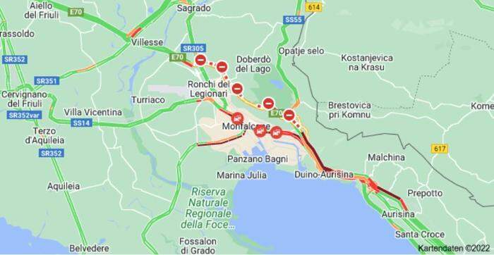Dienstagnachmittag kam es im Grenzgebiet zwischen Italien und Slowenien zu langen Staus