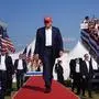 Republican presidential candidate former President Donald Trump arrives for a campaign rally, Saturday, July 13, 2024, in Butler, Pa. (AP Photo/Evan Vucci)