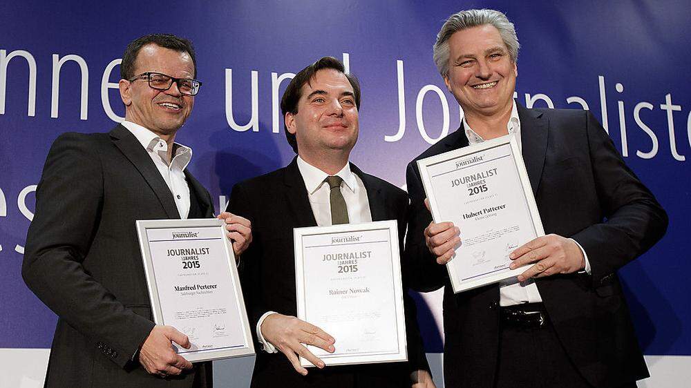 Preisträger in der Kategorie beste Chefredaktion: Manfred Perterer (Salzburger Nachrichten), Rainer Nowak (Die Presse) und Hubert Patterer (Kleine Zeitung) 