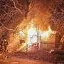 Der Mistkübelbrand entwickelte sich zu einem Vollbrand einer Gartenhütte