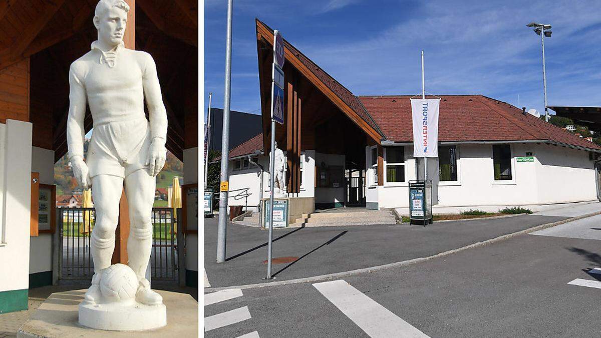 Bis vor Kurzem stand die Fußballer-Statue vor dem Weizer Stadtion.