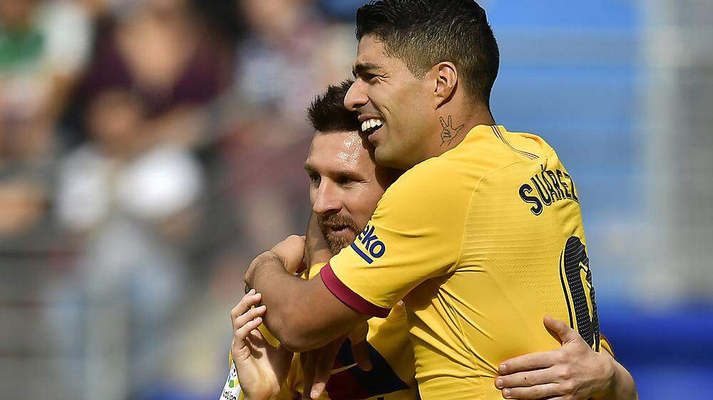 Durften jubeln: Lionel Messi und Luis Suarez