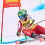 Austria's Julia Scheib during the first run of the Women's Giant Slalom event of the FIS Alpine Skiing World Cup in Mont-Tremblant, Quebec, Canada, on December 7, 2025. (Photo by Geoff Robins / AFP)