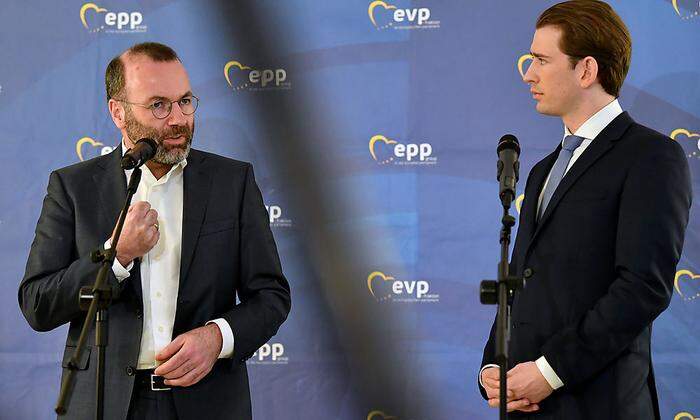 Manfred Weber und Sebastian Kurz bei der EVP-Präsidiumstagung im Februar in Salzburg