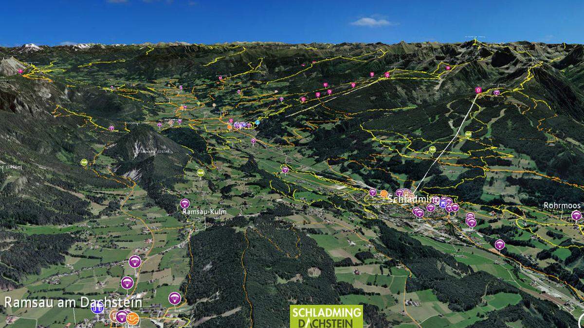 Sämtliche Wanderwege und Bike-Touren sind eingezeichnet