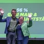  Gebi Mair (Landesparteiobmann), Petra Wohlfahrtstätter (Landesparteiobfrau) während der 50. Landesversammlung der Tiroler Grünen