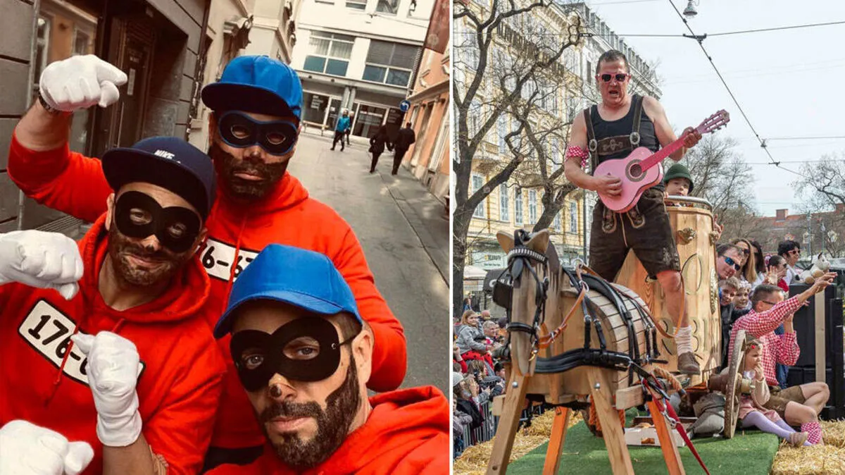 Andreas Gabalier feierte als Panzerknacker beim Grazer Fasching mit - zugleich hatte er einen Auftritt in der Herrengasse