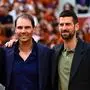 TENNIS : Hommage a Rafael Nadal - Roland Garros 2025 - 25/05/2025 Roger Federer  Swiss  and Novak Djokovic  Serbia  attend the tribute to Rafael Nadal  Spain  during the 2025 French Open at Roland Garros on May 25, 2025 in Paris, France.  Photo Dante Badano / PSNewz  - ParisFrance PUBLICATIONxNOTxINxFRAxBEL Copyright: xx