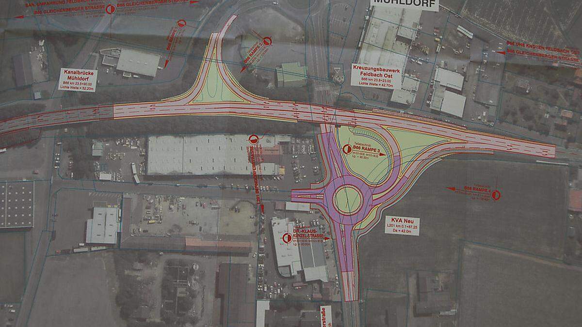 Der Plan für den Umbau am Feldbacher Knoten Ost