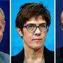 Ex-Unionsfraktionschef Friedrich Merz (.l), CDU-Generalsekretärin Annegret Kramp-Karrenbauer und Gesundheitsminister Jens Spahn rittern um den Posten des neuen CDU-Chefs.