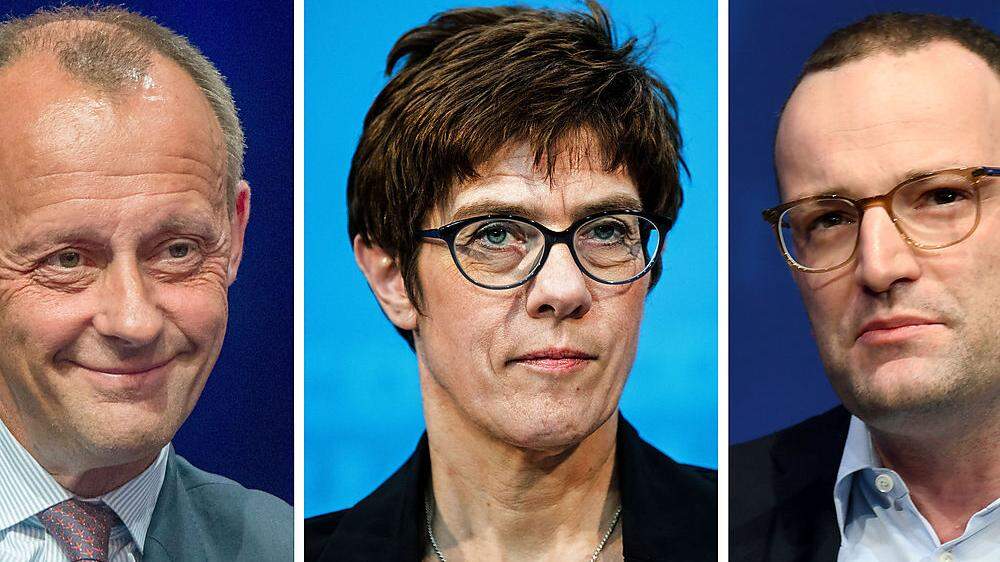 Ex-Unionsfraktionschef Friedrich Merz (.l), CDU-Generalsekretärin Annegret Kramp-Karrenbauer und Gesundheitsminister Jens Spahn rittern um den Posten des neuen CDU-Chefs.
