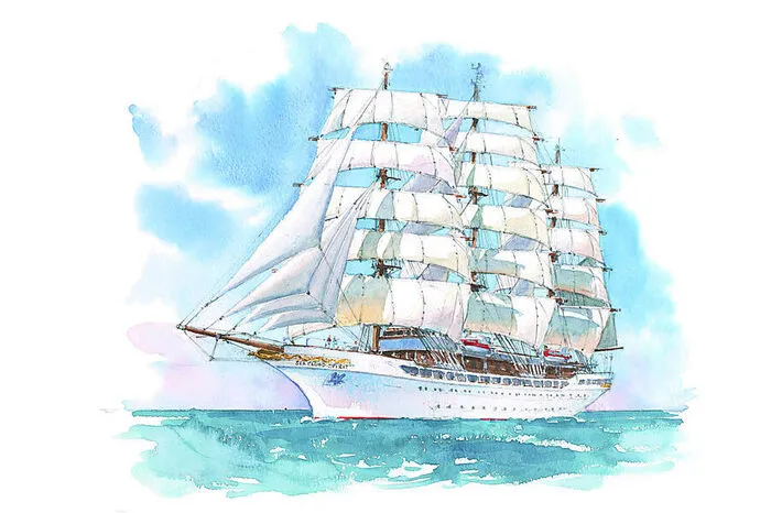 Sea Cloud Spirit. Der Dreimastsegler mit 4100 Quadratmetern hat 69 Kabinen und absolviert seine Jungfernfahrt im August.