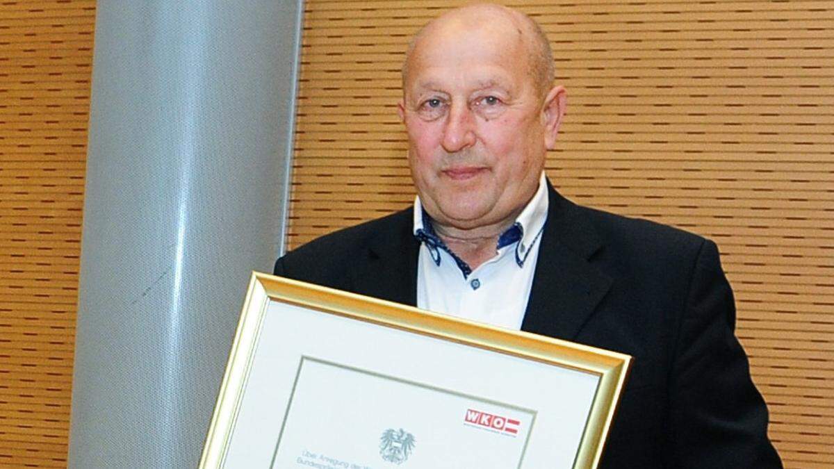 Karl Kollitsch bei der Verleihung des Berufstitels „Kommerzialrat“ im Jahr 2021