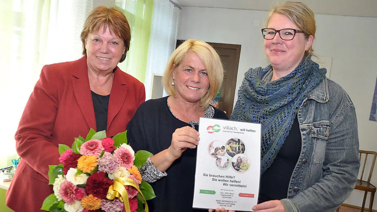 Gaben heute den Startschuss für die Freiwilligenbörse in Villach: Von links Liselotte Suette (SOMA-Markt), Sozialreferentin Vizebürgermeisterin Gerda Sandriesser und Astrid Meier-Hultsch