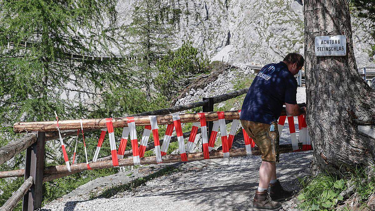 Die Eishöhle und der Zustieg dürfen seit dem Unfall nicht betreten werden