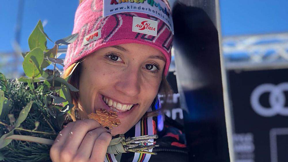 Die Goldmedaille ist ganz nach dem Geschmack von Junioren-Weltmeisterin Daniela Ulbing