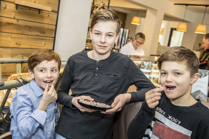 Die „Produkttester“ Aurelio, Noah und Matteo (v. l.).