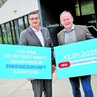 Wirtschaftskammerpräsident Jürgen Mandl und Christoph Aste, Initiator von „Unsere Energie für unser Kärnten“
