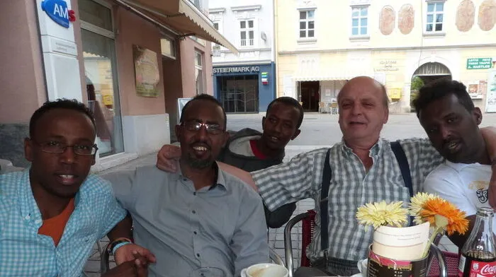 Shire Mohamed (rechts), der begeisterte Deutschschüler, Abdi Ibrahim und Abas Hirsi Aden brachte Friedrich Schweighart nach Judenburg in das Haus Murtal, nur Ahmed Hussen bleibt lieber am Gaberl 