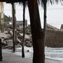 A destroyed building at the Cangrejo beach is seen ahead of the arrival of Hurricane John in Oaxaca State, Mexico, on September 23, 2024. Authorities in Mexico prepared on Monday for the arrival of Hurricane John, which strengthened to a Category 2 storm off the country's southern coast, according to the US-based National Hurricane Center. (Photo by RUSVEL RASGADO / AFP)