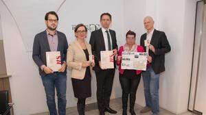 Markus Rieger-Roschitz, Barbara Stelzl-Marx, Joachim Schnabel, Bernadette Kerschler und Philipp Lesiak (v. l.) bei der Präsentation des Pilotprojekts in Graz