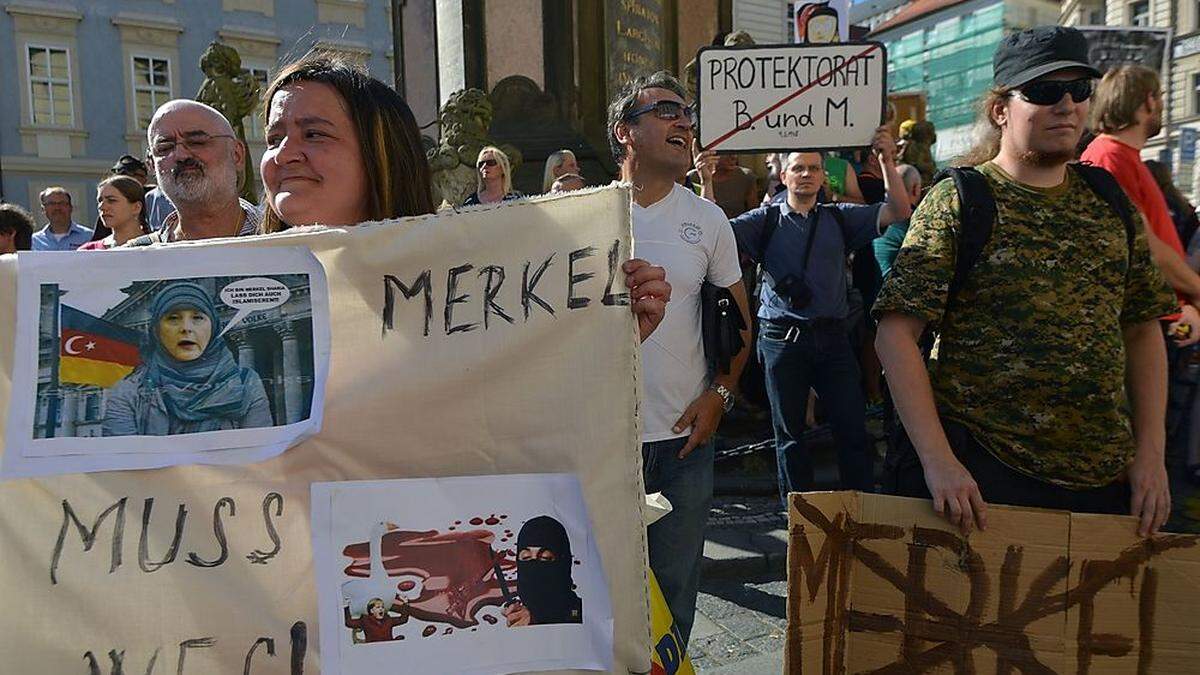 Anti-Merkel Proteste in Prag