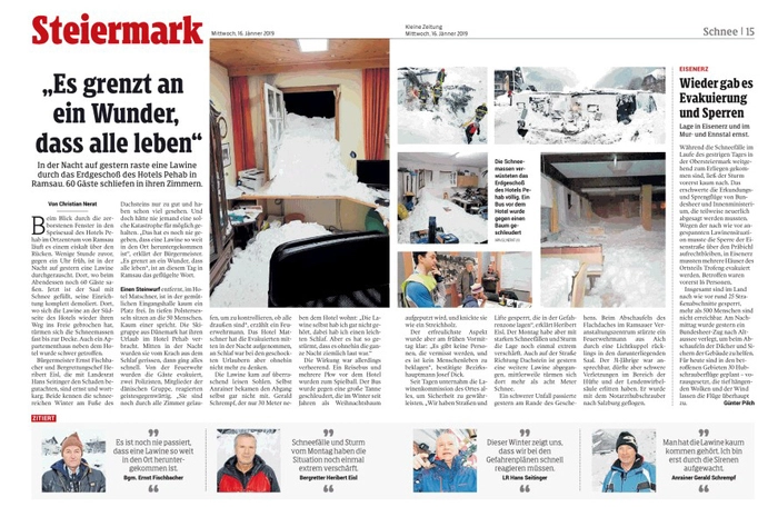 Wir berichteten von der verheerenden Lawine in der Ramsau im Jänner 2019.