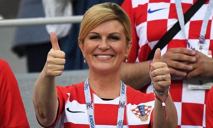 Kroatiens Präsidentin beim Finalspiel der Fußball-WM