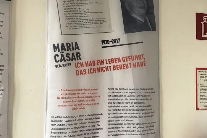 Jahrzehntelang hat Maria als Zeitzeugin in Schulen von ihren Erfahrungen im Widerstandskampf berichtet. Im Vorjahr ist sie verstorben - es war Anlass dafür, das Leben starker Frauen bei dieser Ausstellung zu dokumentieren.