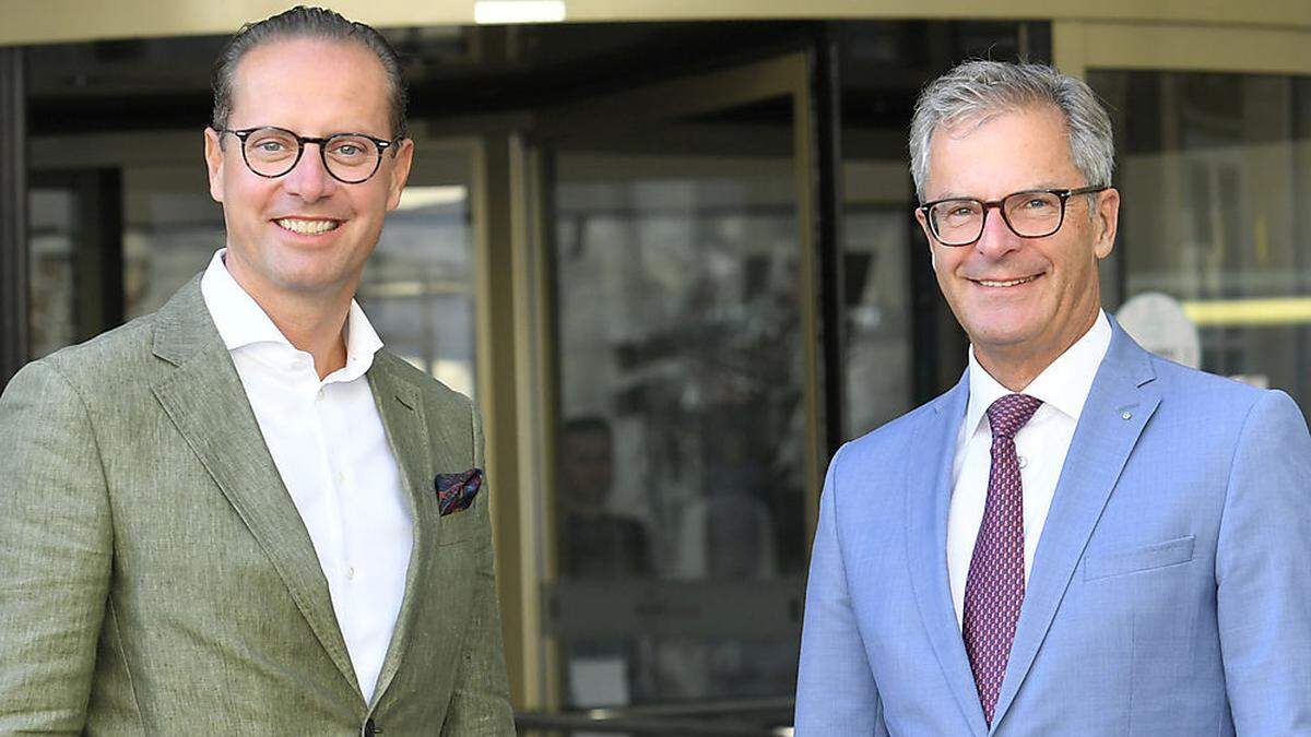 Vizepräsident Werner Stein und Präsident Erfried Bäck wollen Kärntnern mit den Immobilienwochen Hilfe leisten, Vermögen zu schützen