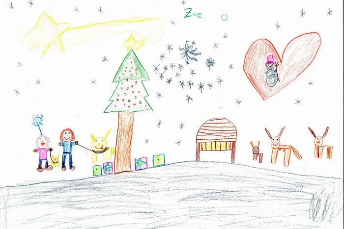 Wie schön wäre es, wenn es bald schneien würde. Dann könnte man mit der Familie und den zwei Hunden durch denverschneiten Wald spazieren – das hat sich auch Zoe Göschl (6) aus Griffen gedacht und ein schönes Bild gemalt. Wir drücken die Daumen, dass der Wunsch bald in Erfüllung geht!