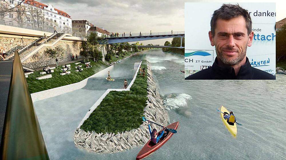 Wellenbauer Michael Strömer plant die Surferwelle in Graz