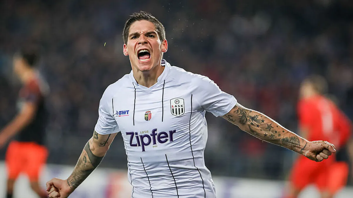 Der Steirer Dominik Frieser hat im Augenblick beim LASK permanent Grund zu jubeln