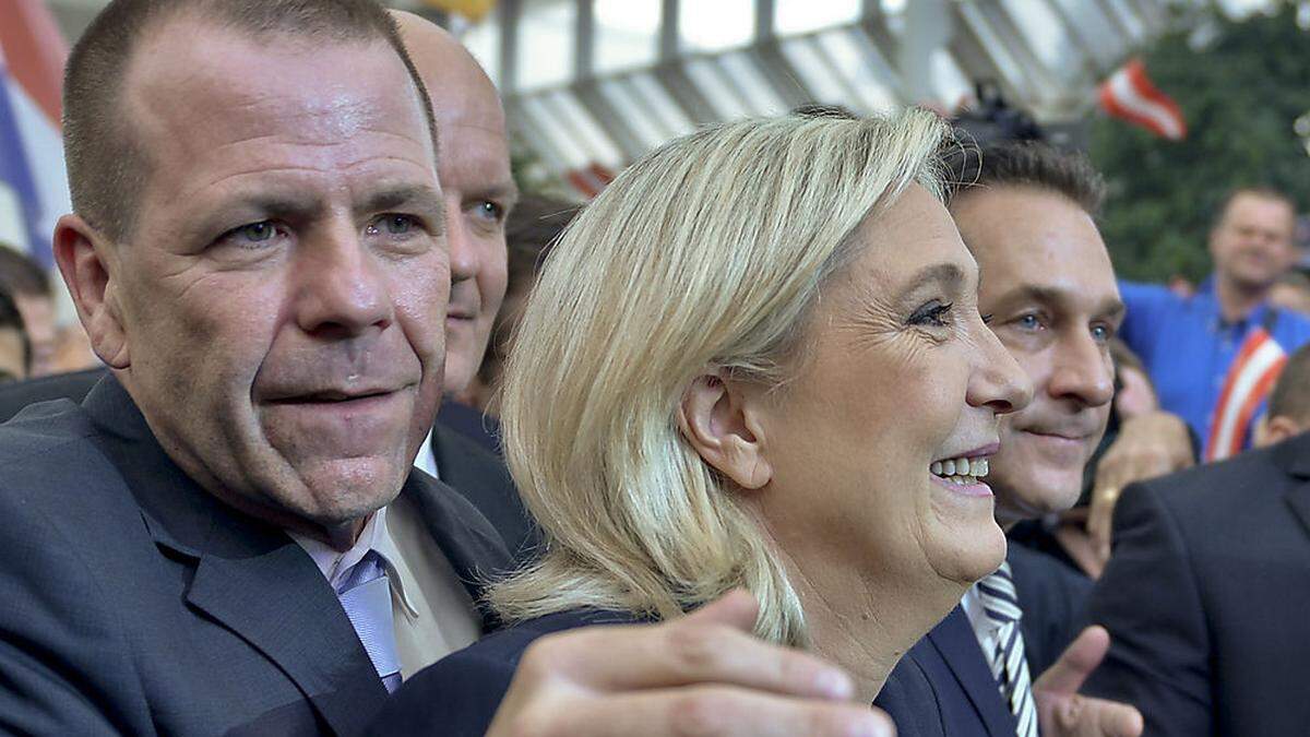 Vilimsky, Le Pen, Strache 