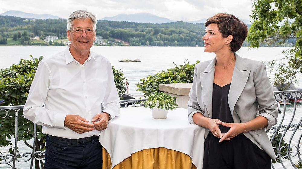 SPÖ-Chefin Pamela Rendi-Wagner und Landeshauptmann Peter Kaiser im Hotel Schloss Seefels