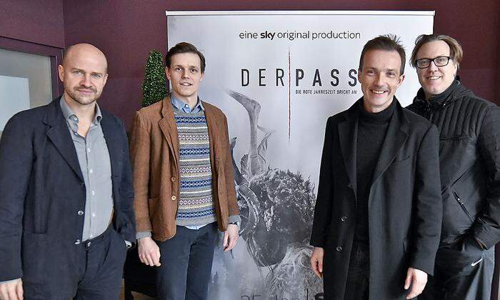 Die Schauspieler Lukas Miko, Franz Hartwig, Lucas Gregorowicz und Nicholas Ofczarek bei der Präsentation