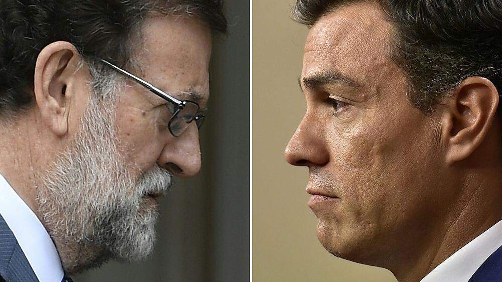 Rajoy (links) in Bedrängnis, Oppositionsführer Sanchez bringt Misstrauensantrag ein 