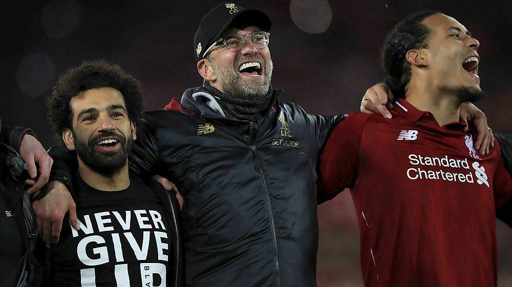 Sind nominiert: Mohamed Salah, Trainer Jürgen Klopp und Virgil van Dijk vom FC Liverpool